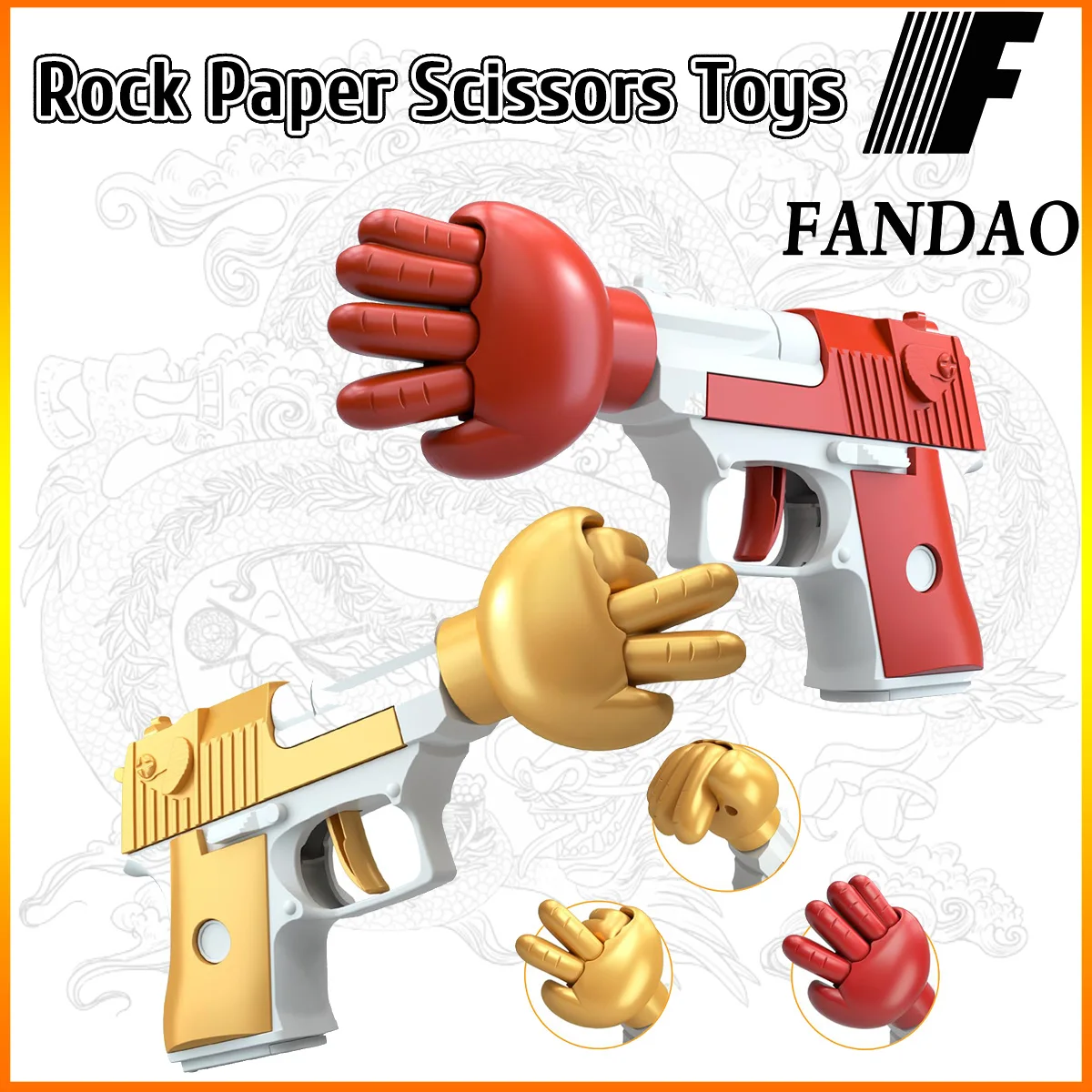 Fidget Toy Gun Set 2 Pack Rock Paper Scissors Toys Stress Relief Pistol Toys Gift for Autism ADHD Anxiety Gift for Friends Kids