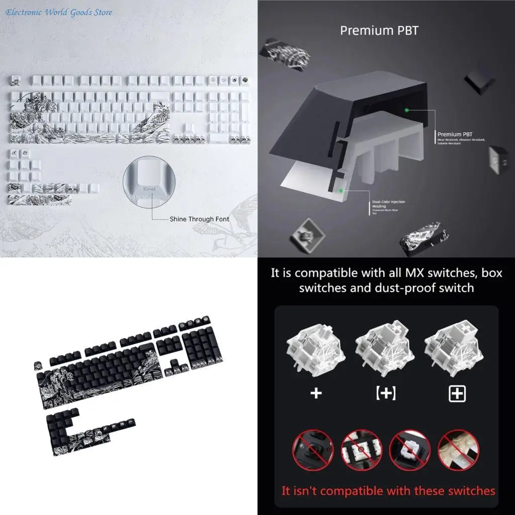 

A3PD Fynmi Ukiyo e Themed Mechanical Keyboards Keycaps PBT Dying Sublimations 127Key