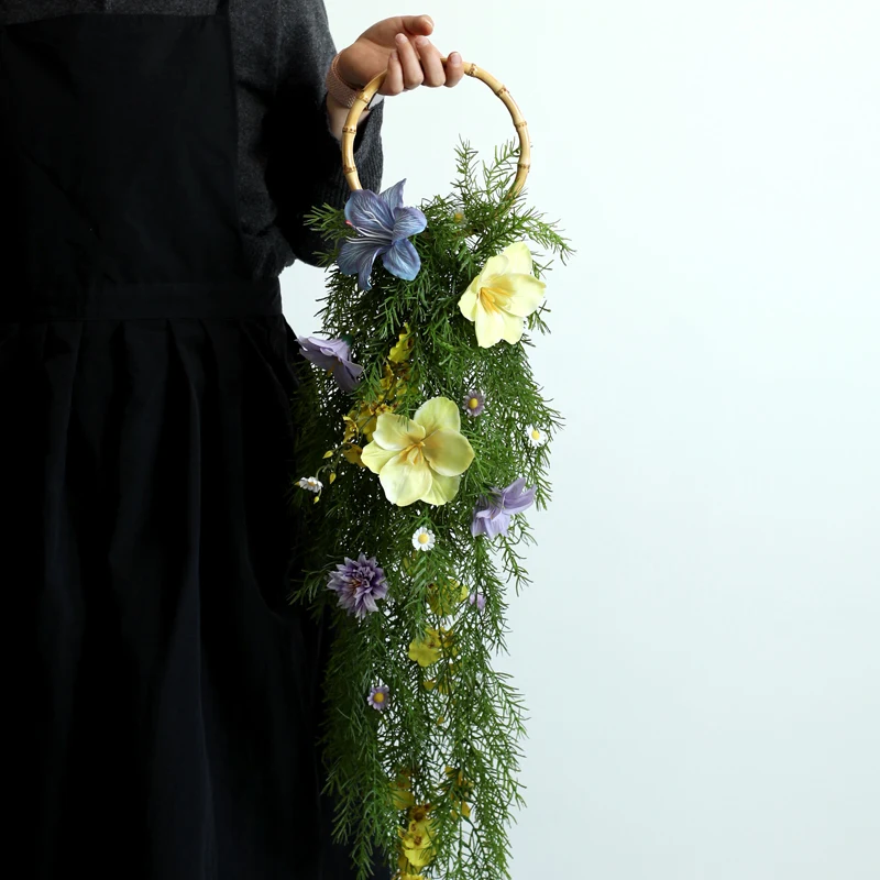 Spring breath green hand-held flower pendant bride wedding photography photo prop simulation flower home wall decoration
