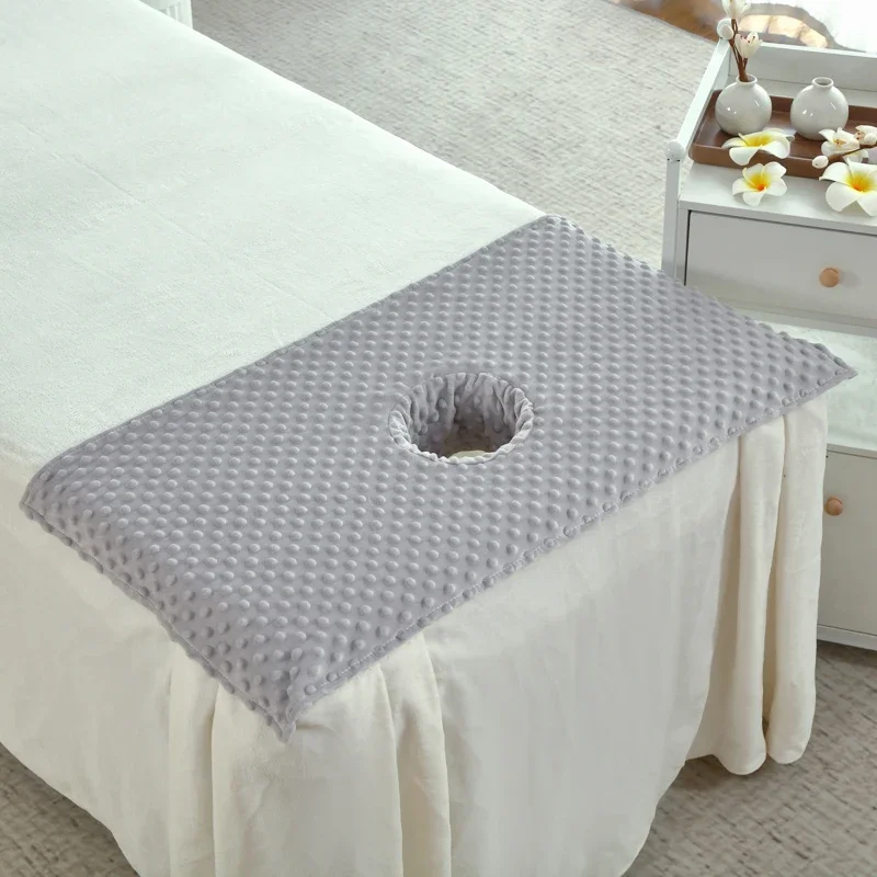 Velvet Bean Bed Head Towel, Soft Face Lying Sheet for Beauty Salon Spa Massage Therapy Bedding Sheets with Hole 40x80cm