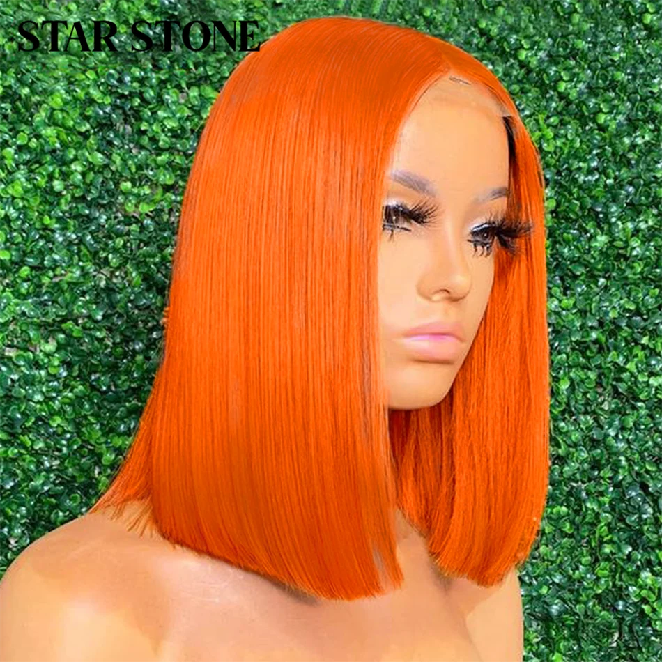 

Ginger Short Bob кружевные передние парики 100% человеческие волосы парики боб кружевные парики для женщин светлые оранжевые прямые бразильские волосы