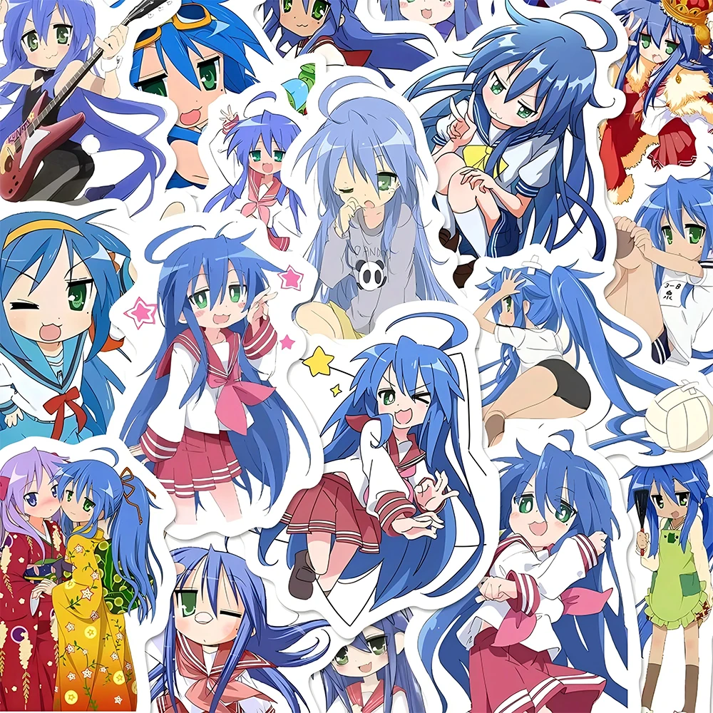 

10/30/64pcs Cute Lucky Star Cartoon Stickers Kawaii Anime Girl Izumi Konata Decals Water Bottle Phone Notebook Kids Sticker Toy