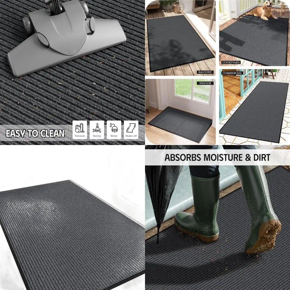 

Sturdy 3' x 5' Outdoor Welcome Mat, Non-Slip, Absorbent & Dirt-Resistant, Grey for Entryway Use