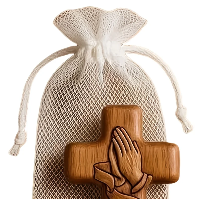 3D-Taschengebetskreuz aus Kunstharz mit Heiligem Wassertropfen-Design und Gebetskarte – tragbares christliches religiöses Geschenk, für Christus-Symbol