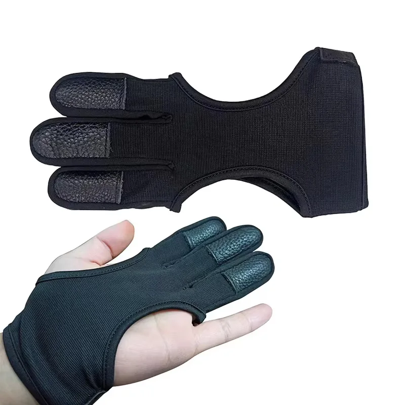 

Перчатки для уличной стрельбы, кожаные, с 3 пальцами, нескользящая защита для кончиков пальцев, дышащая защита рук для охоты, стрельбы из лука, полевого использования