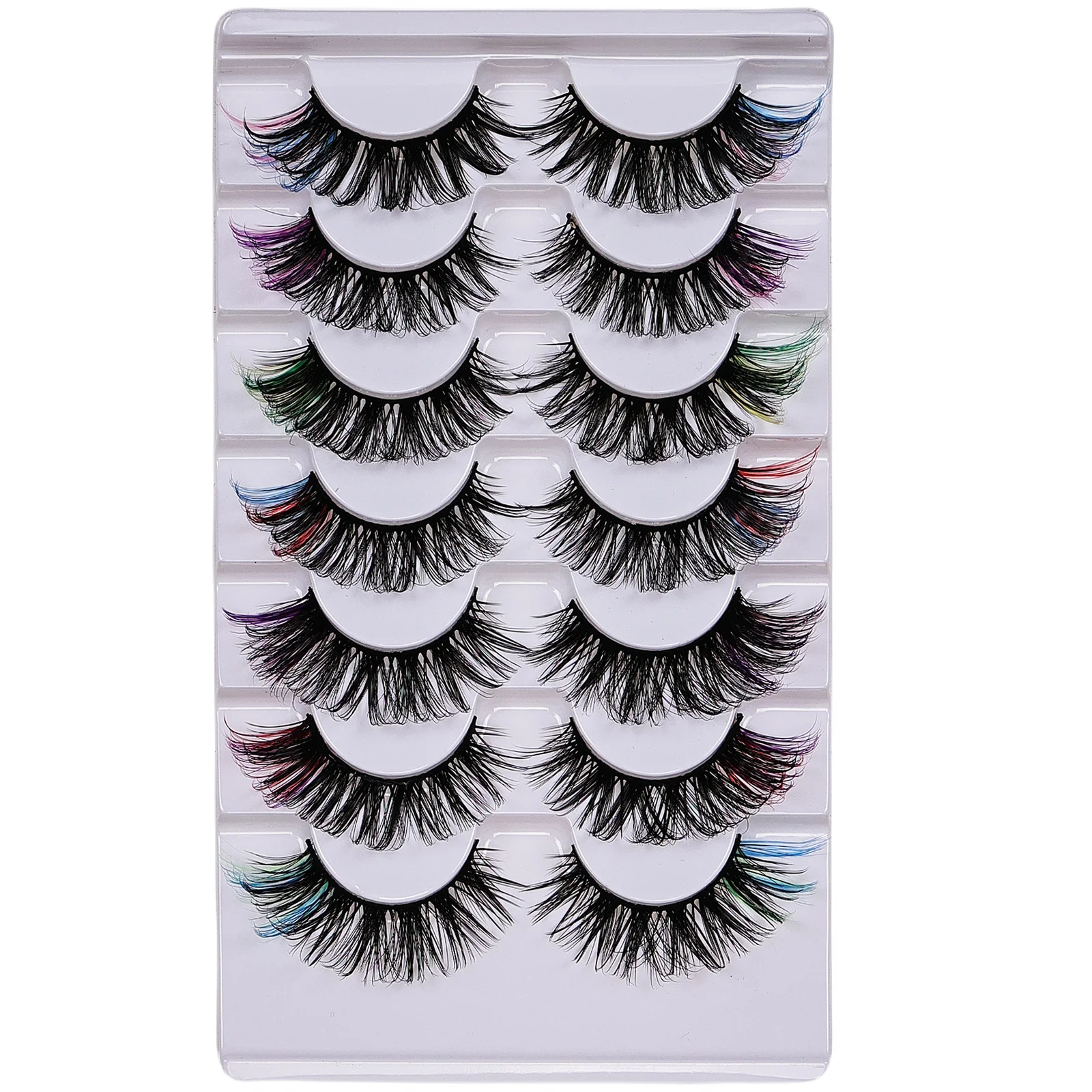 ふわふわつけまつげ,ボリュームDカール,ドラマチックな色,長くて厚い,色,7ペア