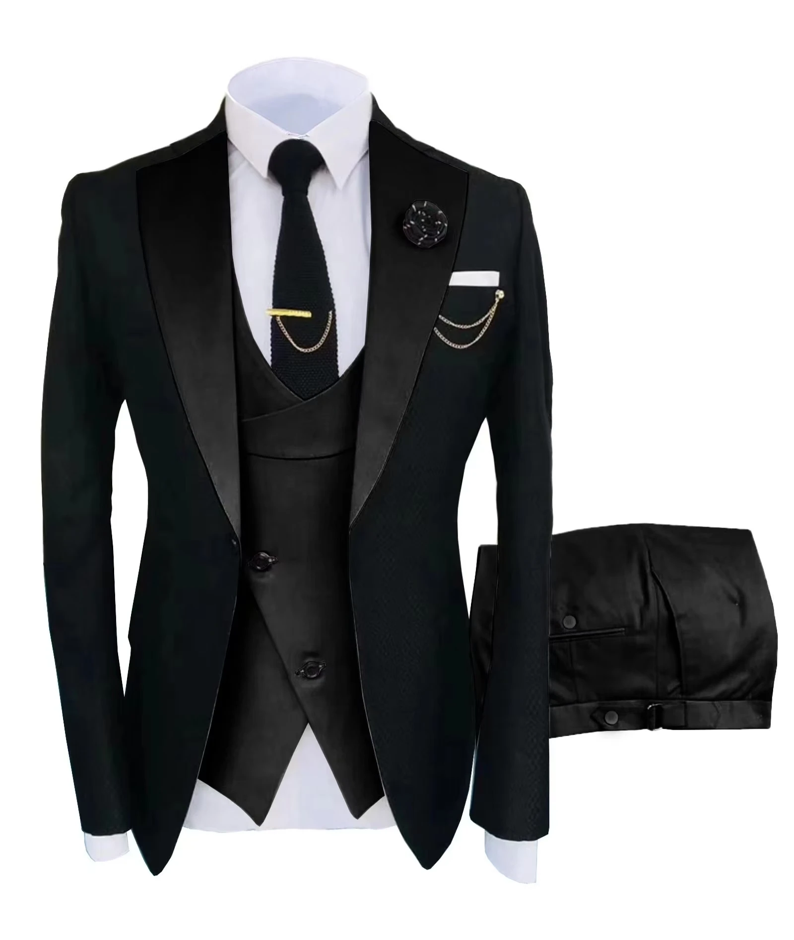 high-quality wedding art ，dress suit for men，3 pieces Blazer Vest And Pants set，performance, Emcee，Groomsmen