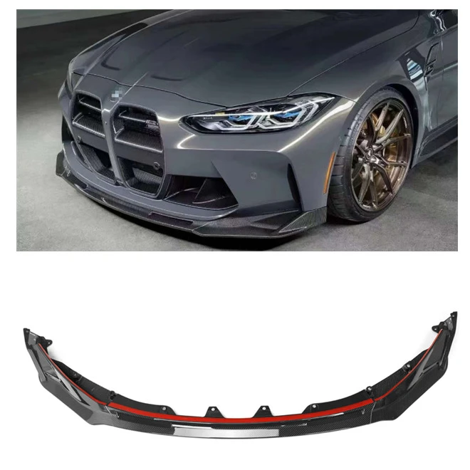 New V Style Pure Carbon fiber Front Bumper Spoiler Lip For  BMW M3 M4  G80 G82 G83 2021+  Front Lip