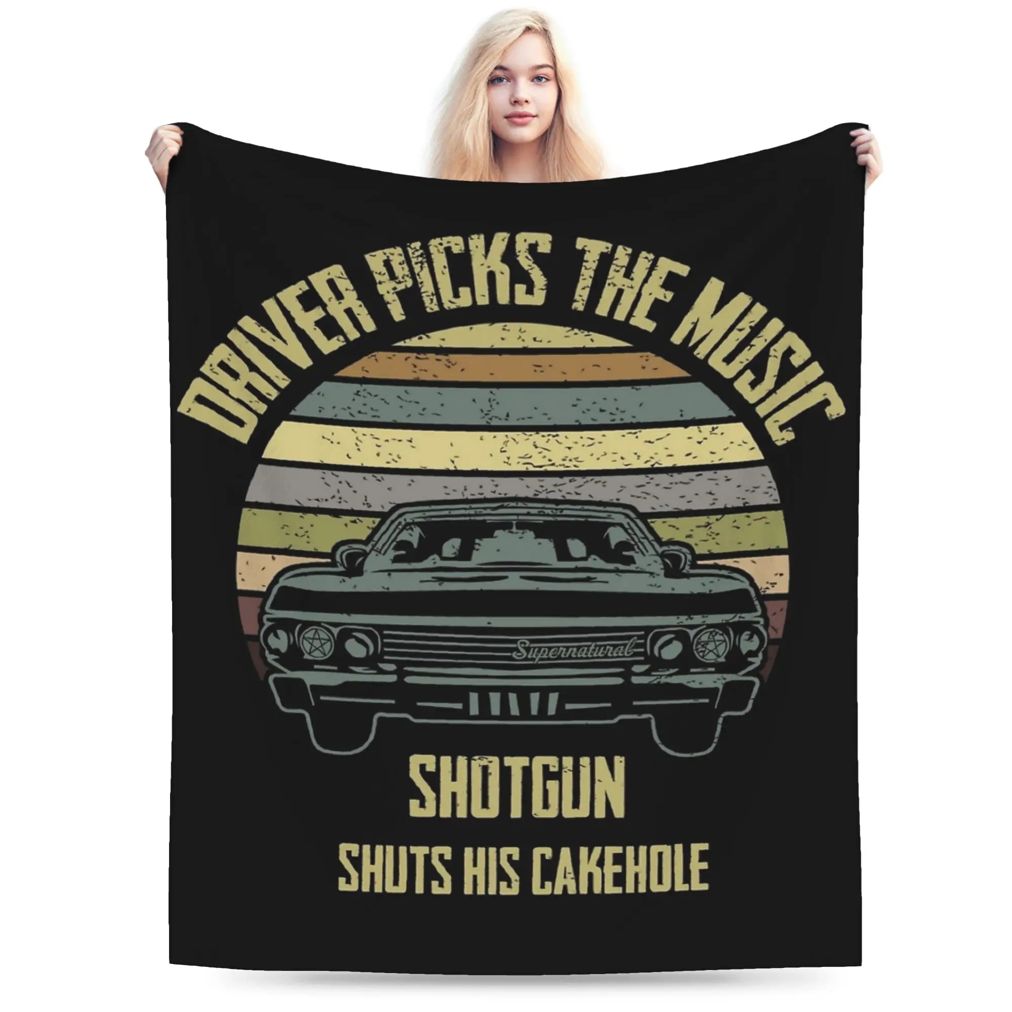Driver picks the music Supernatural Blankets Velvet  Winter  Breathable Soft Throw Blankets for Bed Couch Bedding Throws