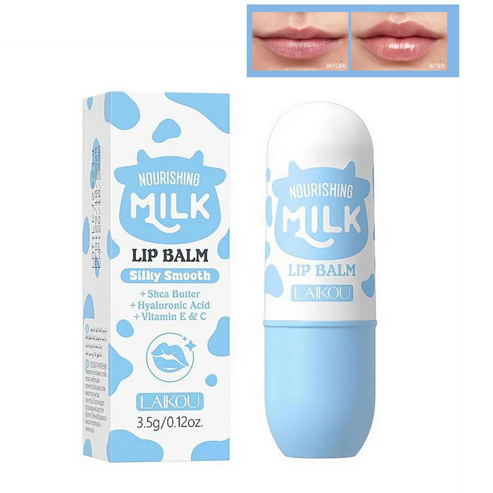 

Milk Nourishing Lip Balm 3.5g Shea Butter Jojoba Oil Long-lasting Moisturizing Hyaluronic Acid Smooth Lip Care