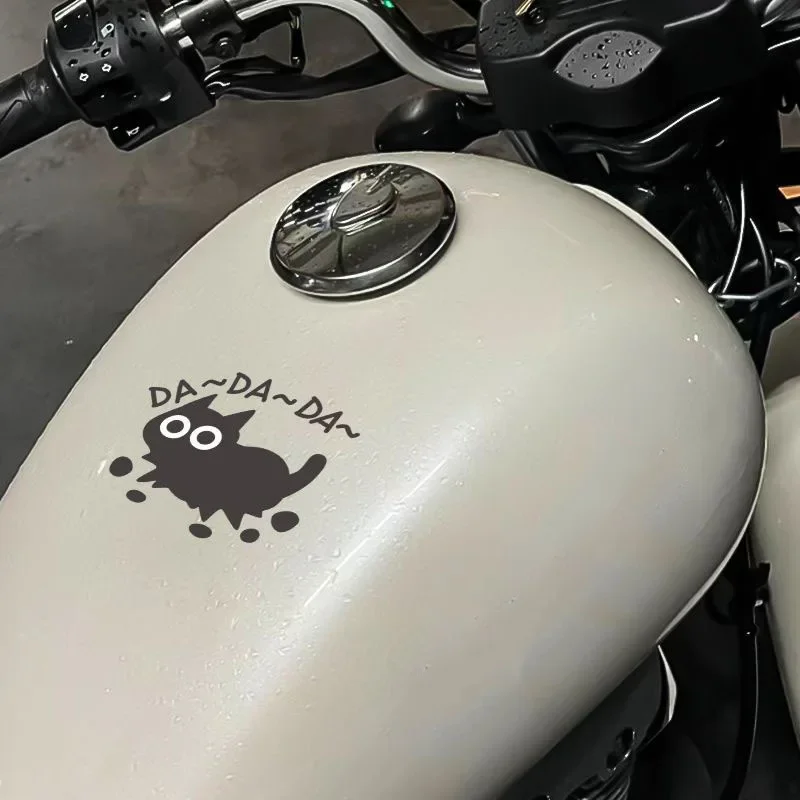 Funny Black Cat DA~DA~DA~ Waterproof Vinyl Sticker Decal for Car Bumper Window Motorcycle Laptop Scooter RV Camper Van Decor
