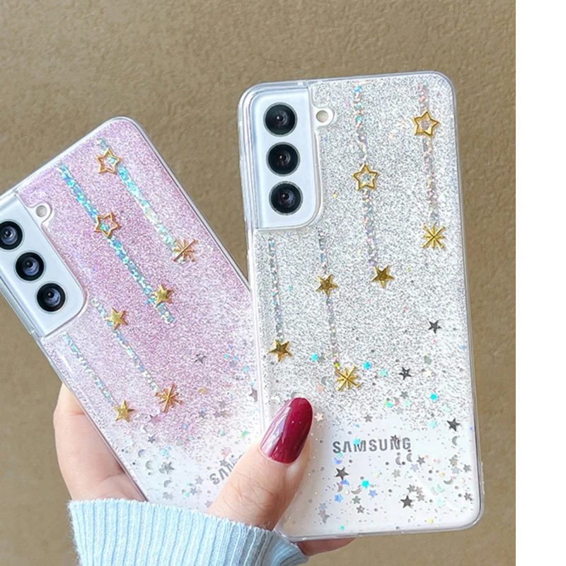 Dream Sparkling Pink Star Shell for Samsung Galaxy S23ultra S22 S20FE S10 S20 S21 Note20ultra S24 Soft Protective Cover