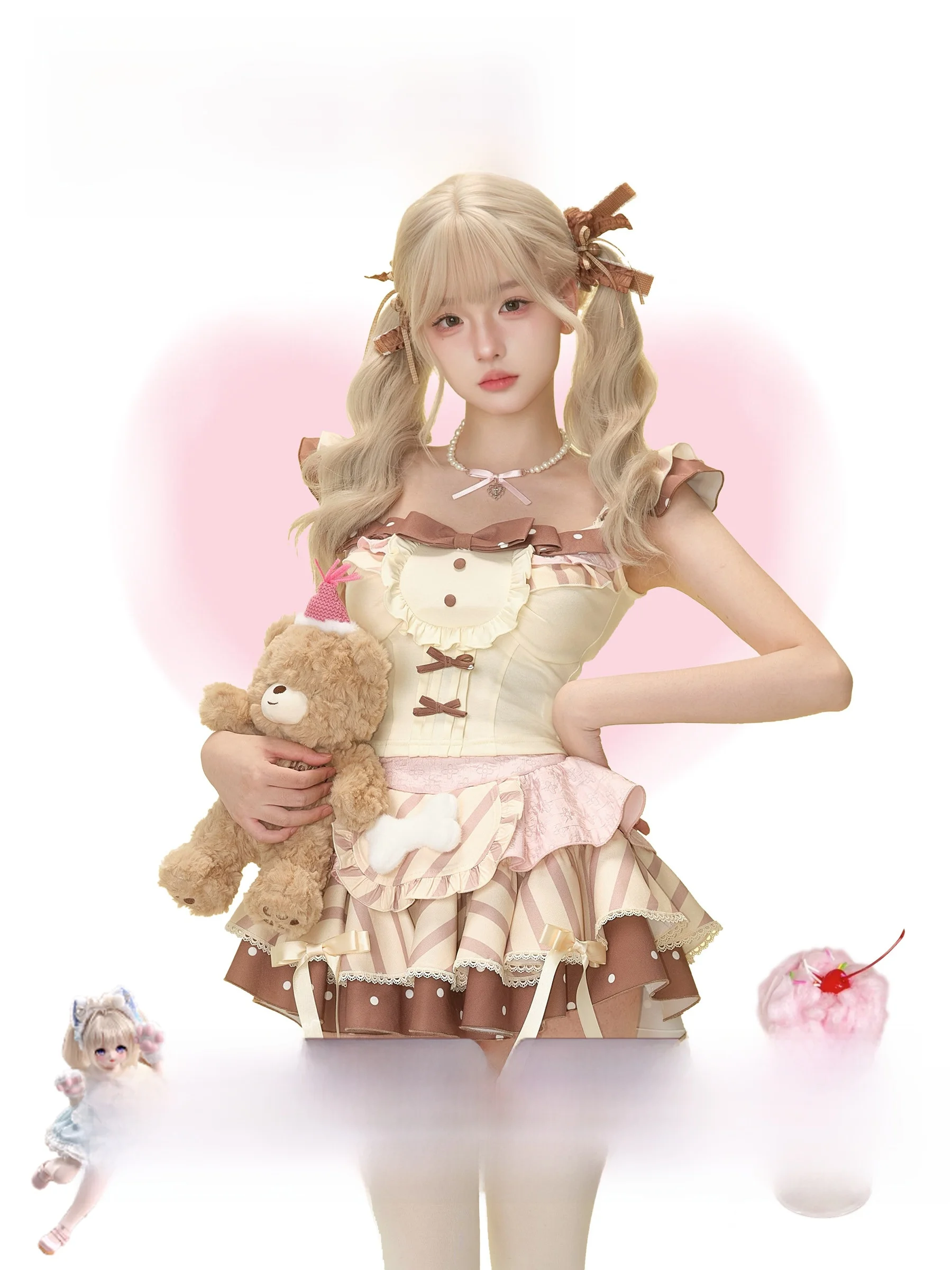 

Yellow Strap Knot Splice Cake Skirt Girl's nut Caramel Pudding Sweet Dert Sle ort Sve round Ne Butt...