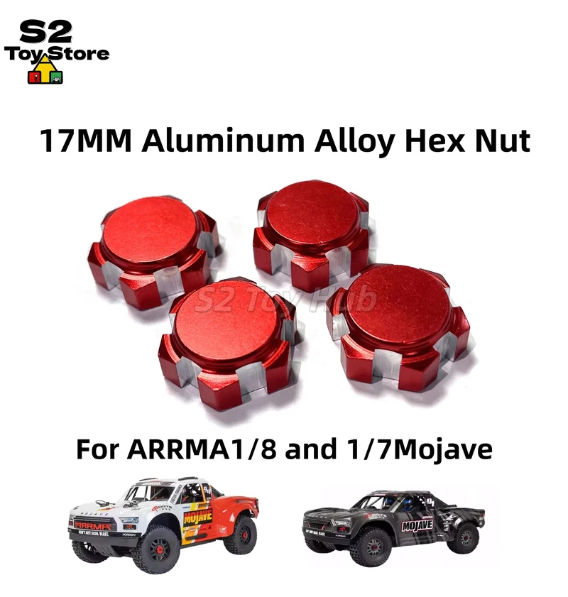 

17MM Aluminum Hex Nuts Red RC Car Wheel Hub Upgrade Parts For ARRMA 1/8 Karton Talion 1/7 Mojave RC Off Road Racing Car