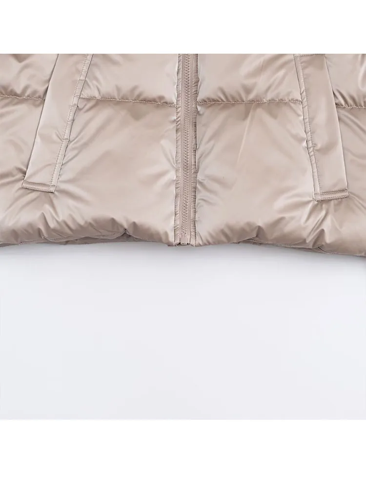 

HH Woman's Winter Casual Loose Warm Coats Solid Long Sleeves Pocket Zipper Female Fashion High Collar Short Jackets 2 Color