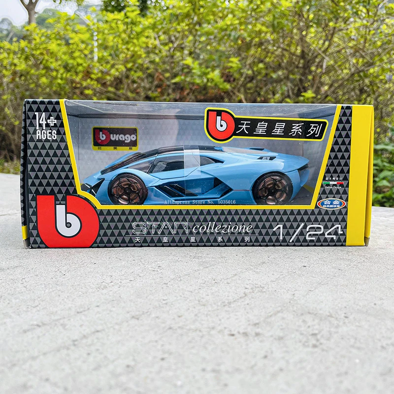 Bburago 1:24 Lamborghini Terzo Millennio trzeciego wieku koncepcja baby blue prezent samochodowy ze stopu symulacji kolekcja samochodów zabawki