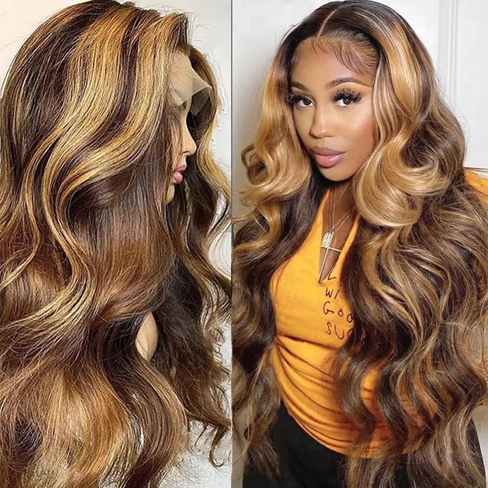 427 highlight 250 density body wave human hair wigs Women 30 inch 13x6 hd lace frontal wig 13x4 lace front wig Brazilian Hair