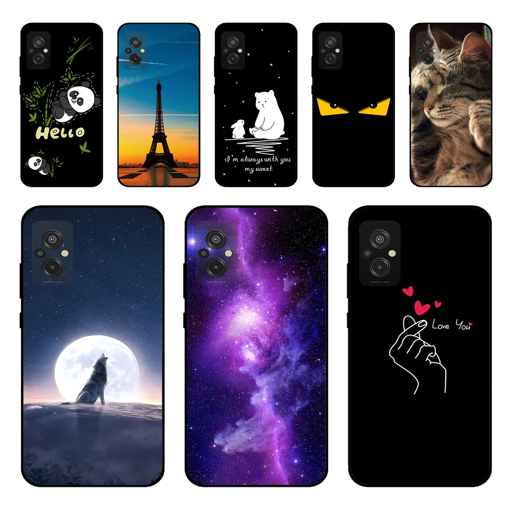 For Xiaomi Poco M5 Case Fashion Painted Black Silicone Soft Back Cover For Xiaomi Poco M5 NFC Phone Case POCO M 5 POCOM5 Coque