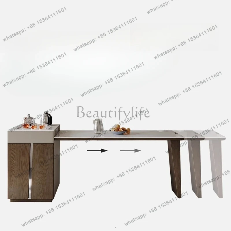 Japanese-style medieval solid wood tea table, living room household simple kettle integrated tea table