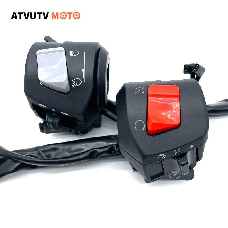 1 Pair Motorcycle Handle Bar Left&Right Switches Horn Turn Signal Headlight Electric Start Handlebar Controller Switch Universal
