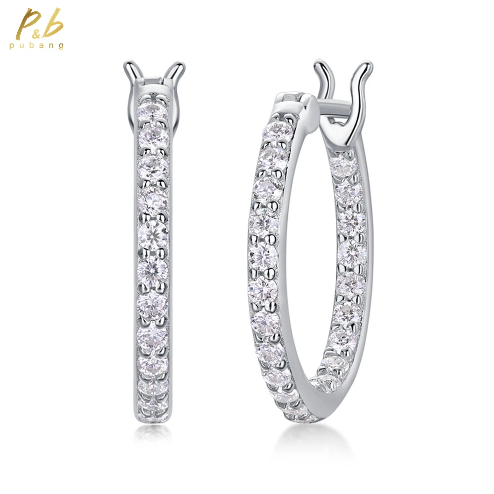 

PuBang ювелирные изделия из стерлингового серебра 925 пробы с настоящим муассанитом и бриллиантами, свадебные и помолвочные серьги-кольца для женщин, подарки на годовщину