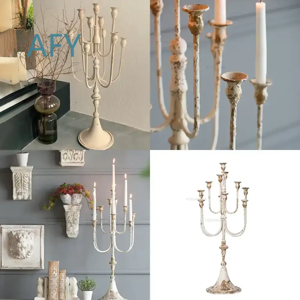 Französischer Metall-Kerzenhalter aus Schmiedeeisen für Restaurant und Heim-Dekoration, Kreatives Design, Retro-Ornament für Wohnzimmer