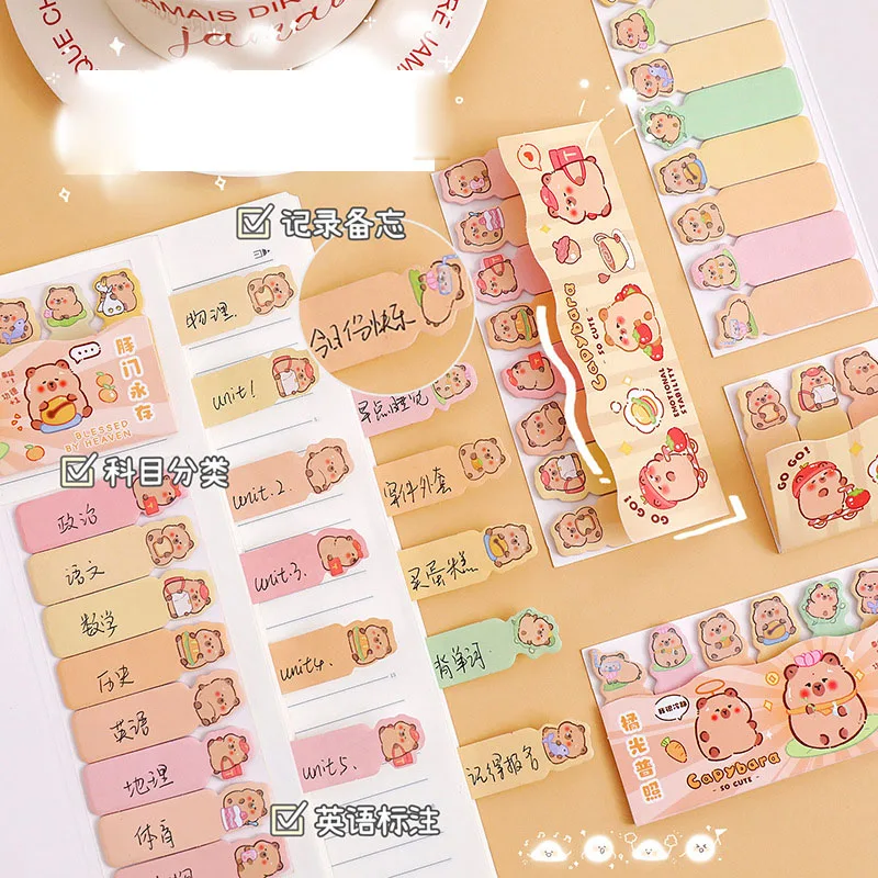 Imagem -03 - Kawaii Capybara Sticky Notes Urso Bonito Etiqueta n Times Papelaria Bloco de Notas Post Bookmark Escritório Material Escolar 36 Pcs Lote