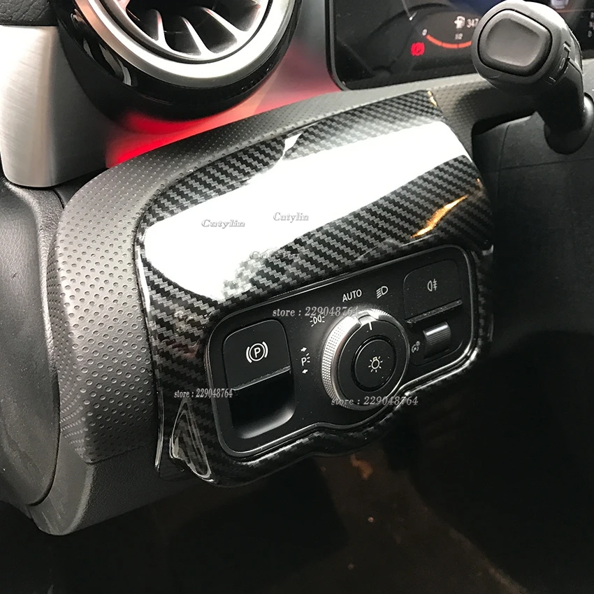LHD For Mercedes Benz A Class W177 CLA C118 2019-2022 ABS Carbon Fiber Lamp Adjustment Button Sticker Trim Interior Accessories
