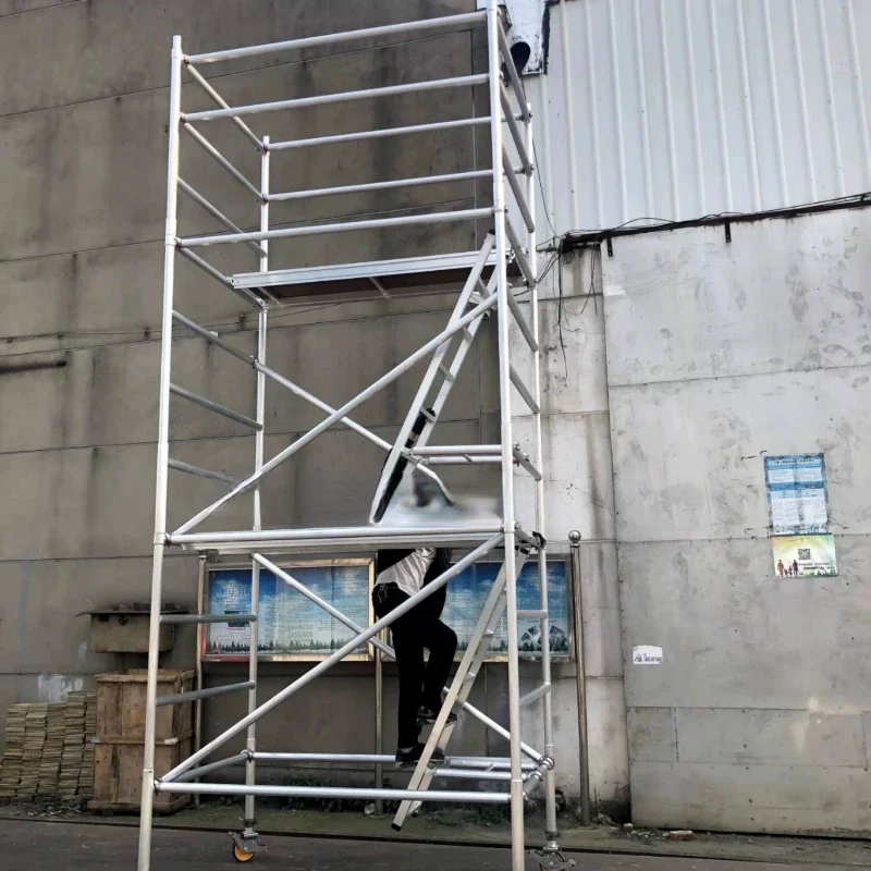 

Shanghai aluminum alloy scaffold 8 m 9 m straight ladder inclined ladder mobile single-width quick-loading frame herringbone