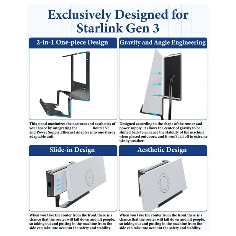 Para montagem de roteador starlink gen 3, roteador de malha gen3 e fonte de alimentação 2 em 1 kit de montagem em parede de metal, para kit de montagem starlink