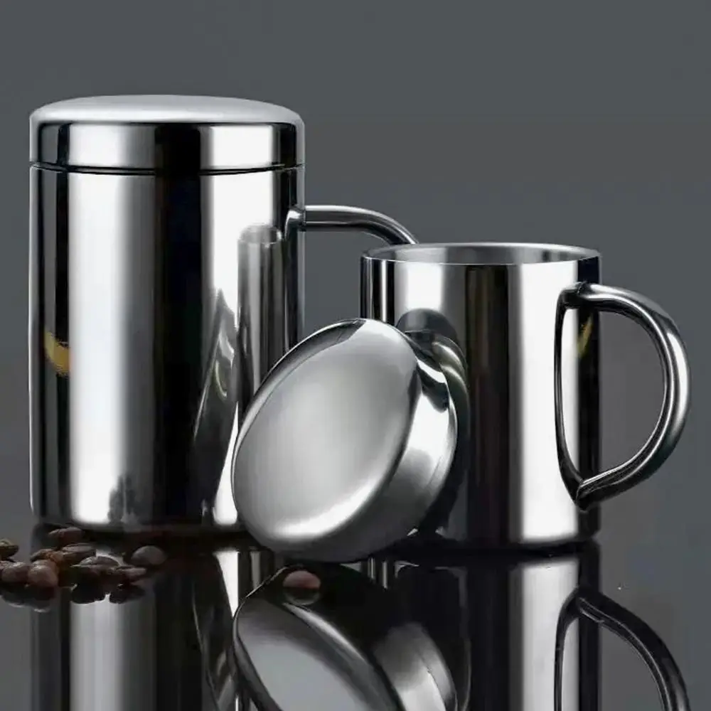 1Pcs New 200/300/400ML Stainless Steel Mug Double Layer Drink Beer Tea Juice Water Cup Portable Anti-scalding Tea Cup