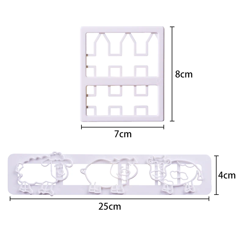 Fence Shape Cake Cutter Farm Animal Pig Cow Sheep Tractor Grass Cookie Mold Fondant Cake Decorating Tool Sugarcraft Pastry Mould