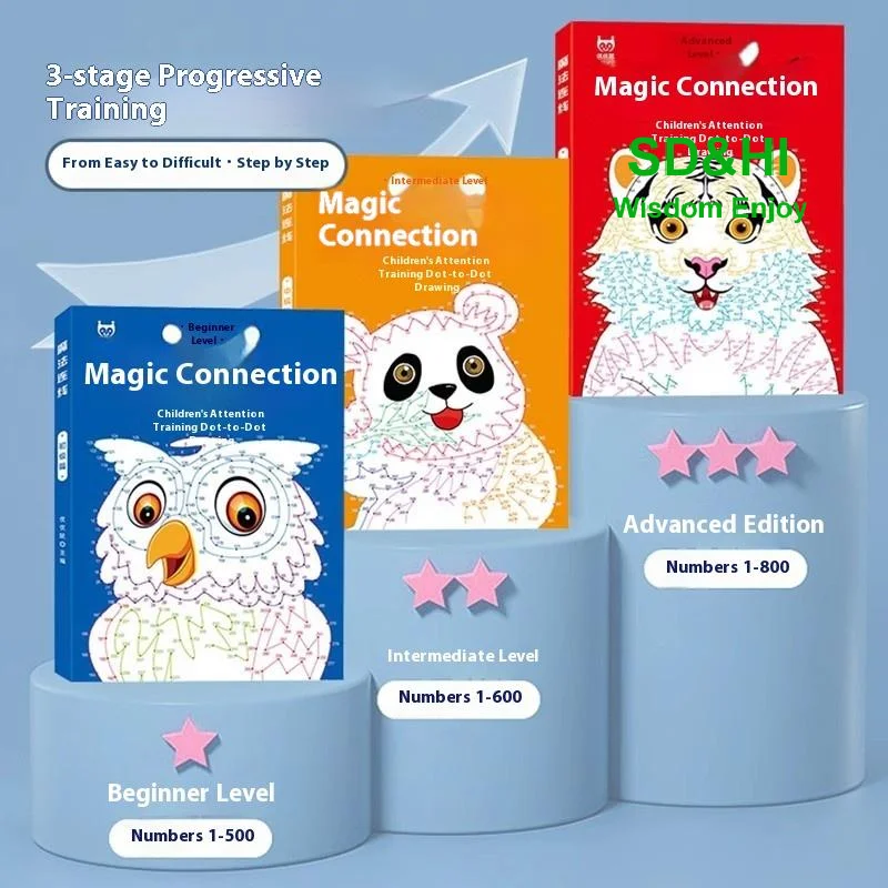 1/2/3Pcs Children's Digital Connectivity And Coloring Book Set Suitable For Ages 3-6 44 Pattern Focused Training Book