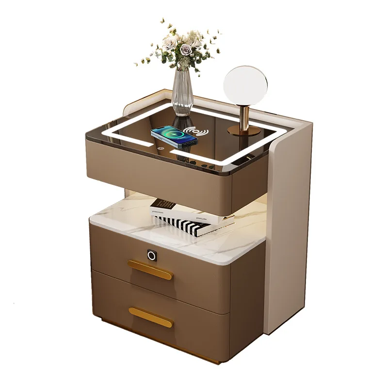 Smart Bedside Table Light Emitting Diode Wireless Charging Bedside Table
