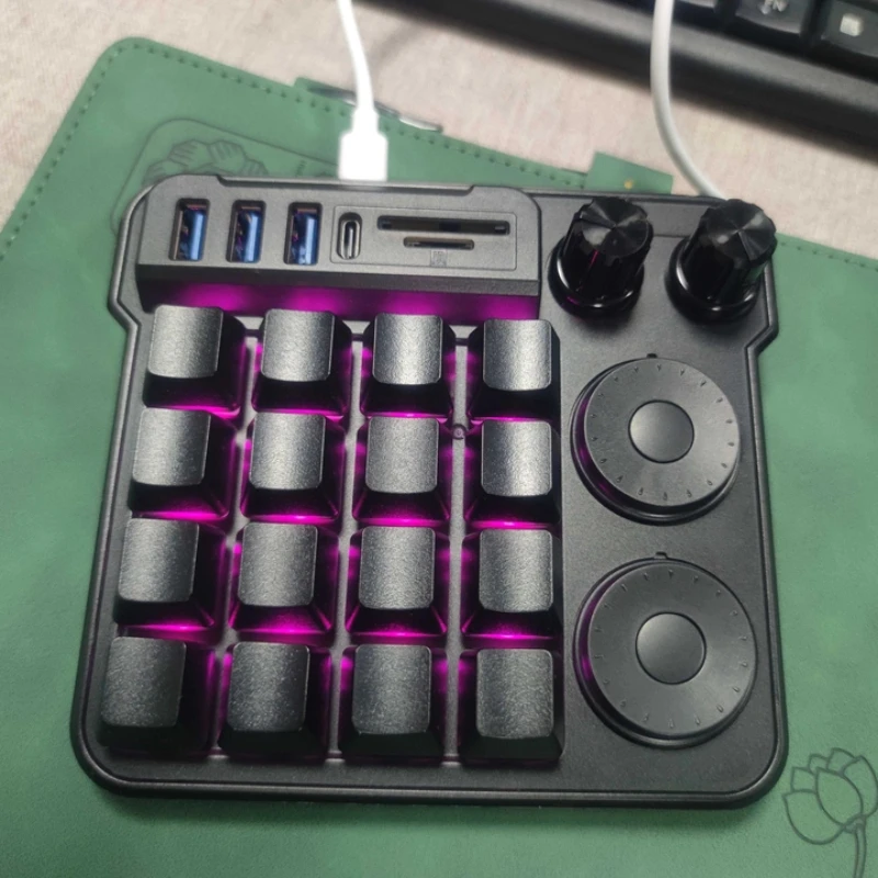 Multi Functional Wired Mini Keyboard Customized RGB Hot Swap Multi Functional Docking Station Knob for Editing of Images Office