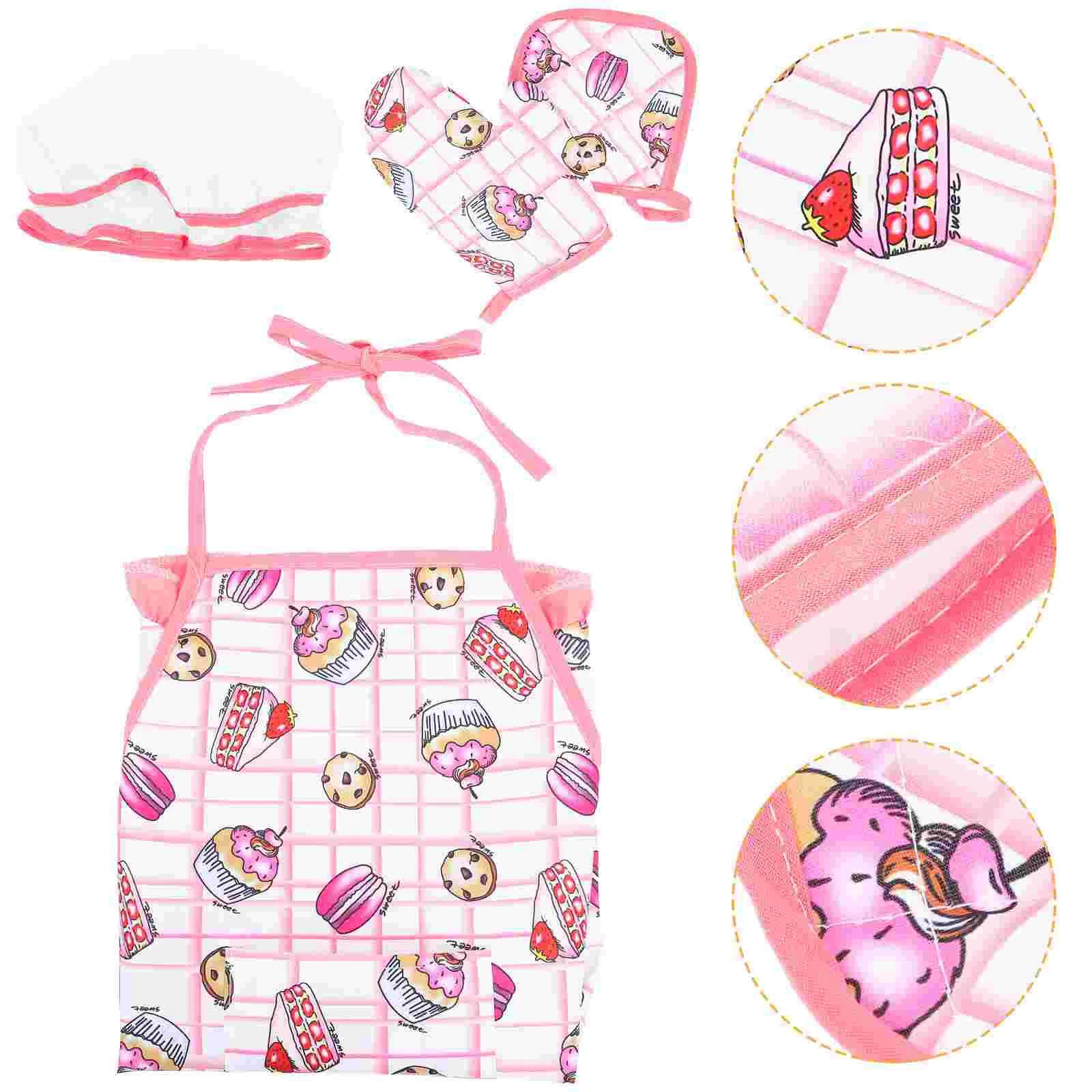 

Apron Kids Chef Set Child Kitchen Supplies Tool Aprons for Cooking Toddler Pink Boys