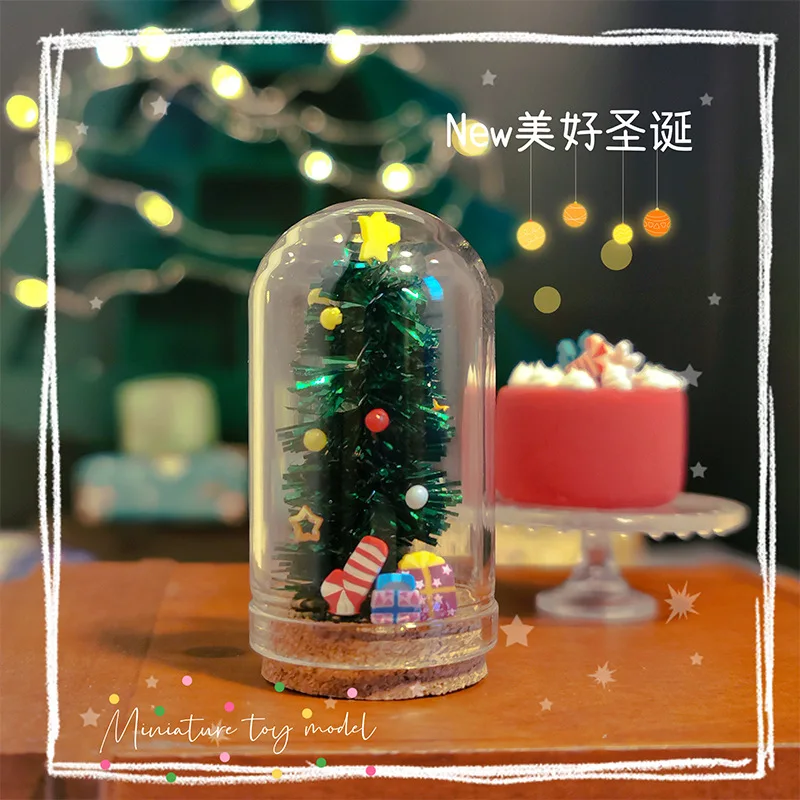 1:12 Ob11 Miniaturowa Choinka Zabawka Model Akcesoria do Domku dla Lalek Dekoracja Świąteczna Mikro-scena Rekwizyty Fotograficzne Zabawki
