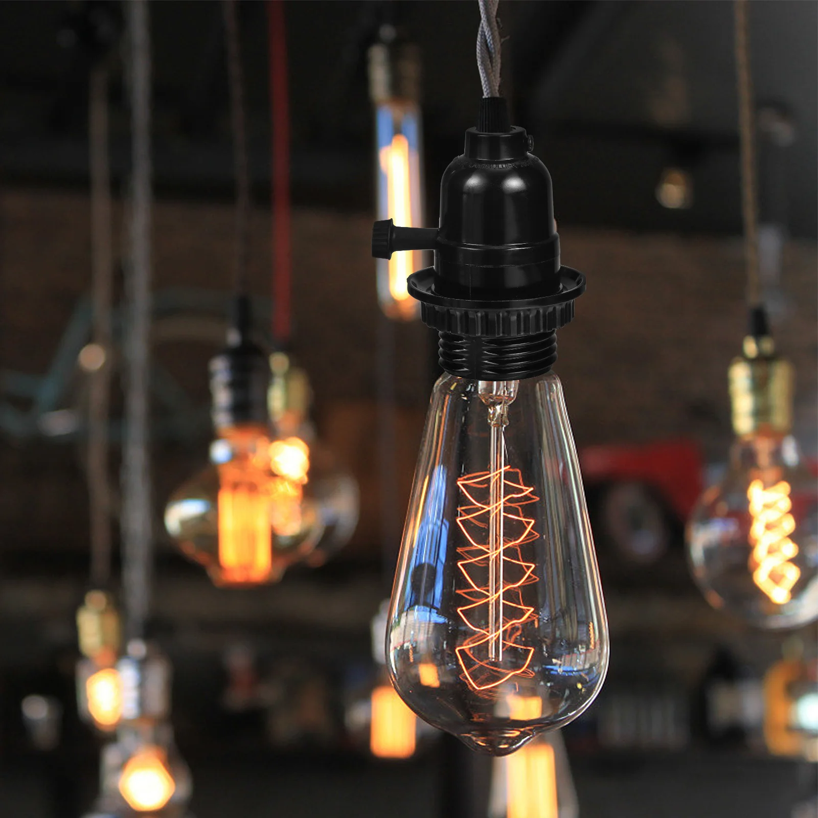 5 قطعة E26 خمر قلادة مقبس الإضاءة الباكليت حامل مصباح التبديل حلقة دائم استبدال مصباح ديكور الرجعية حامل مصباح السقف