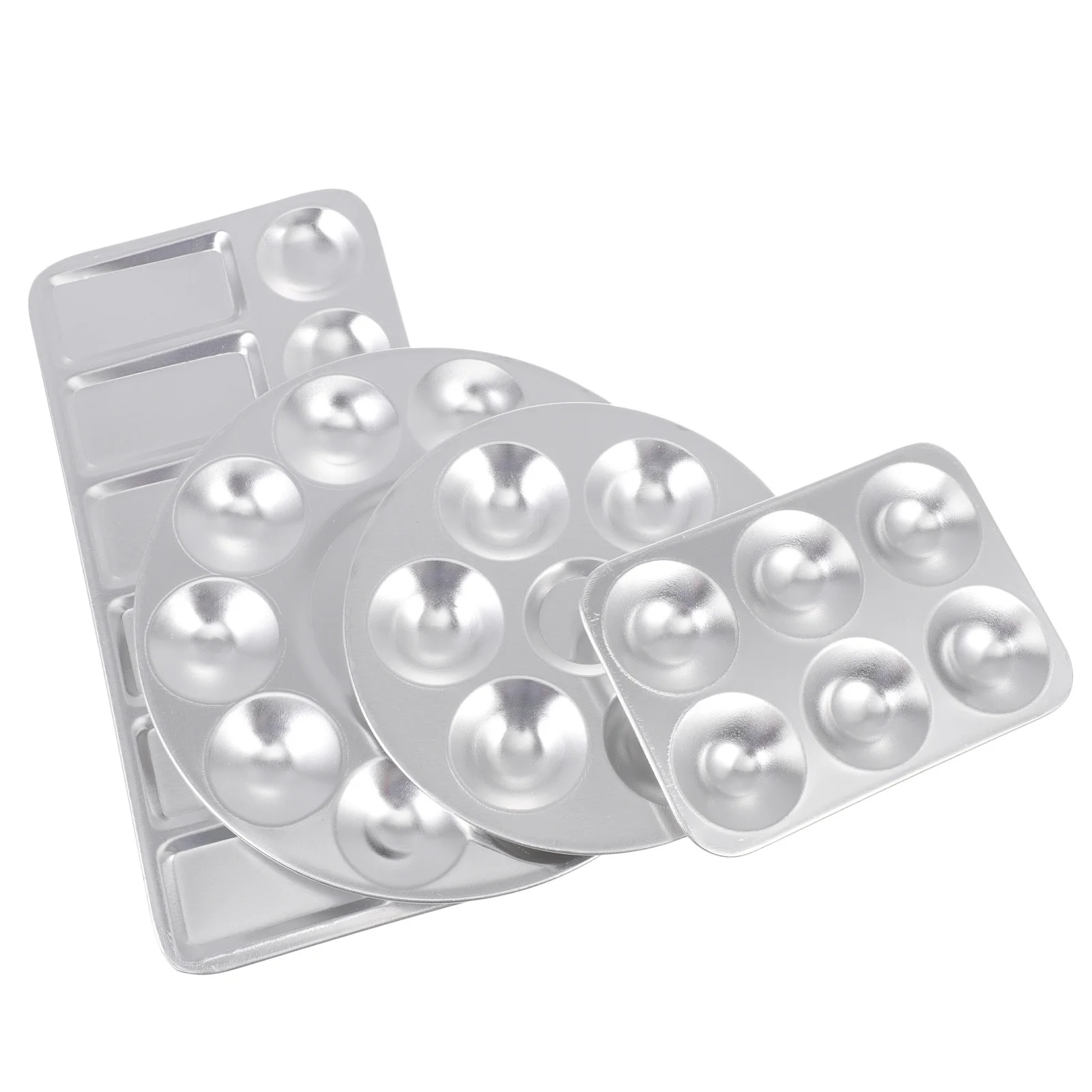 

4Pcs Aluminium Paint Trays Professional Pigment Mixing Plate for Artists Students Color Mixing Tray Sturdy Metal Palette