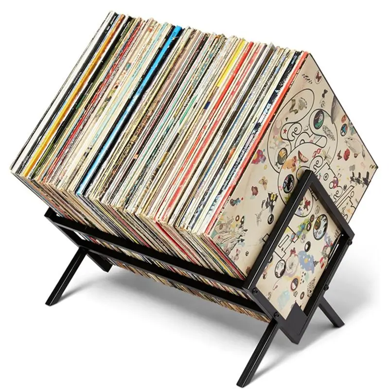 

ABLQ Vinyl Record Holder Stand 100Lps-Sleek Matte Black LP Storage Rack Easy Assembly Design