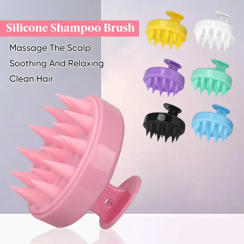 Silicone Shampoo Brush Head Scalp Massage Comb Hair Washing Comb Body Massage Brush Bath Shower Brush Salon Hairdressing Tool