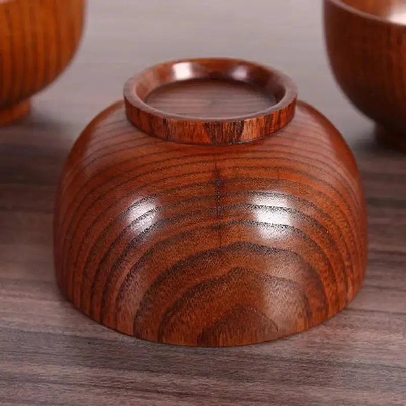 

1pc Japanese Style Wooden Bowl Soup/Salad Rice Bowls Natural Wood Tableware