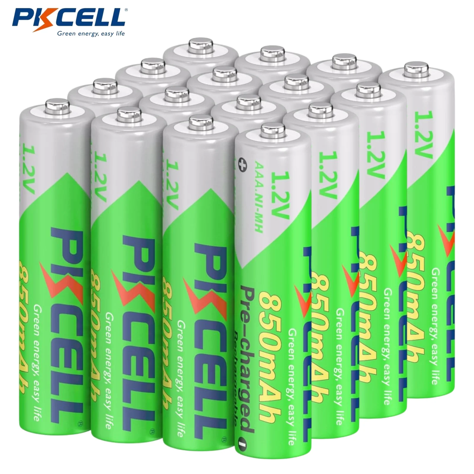 PKCELL 16PC 1.2V 850mAh AAA Rechargeable Batteries Ni-Mh 850mAh 1.2V HR03 Low Self Discharge Triple A Battery