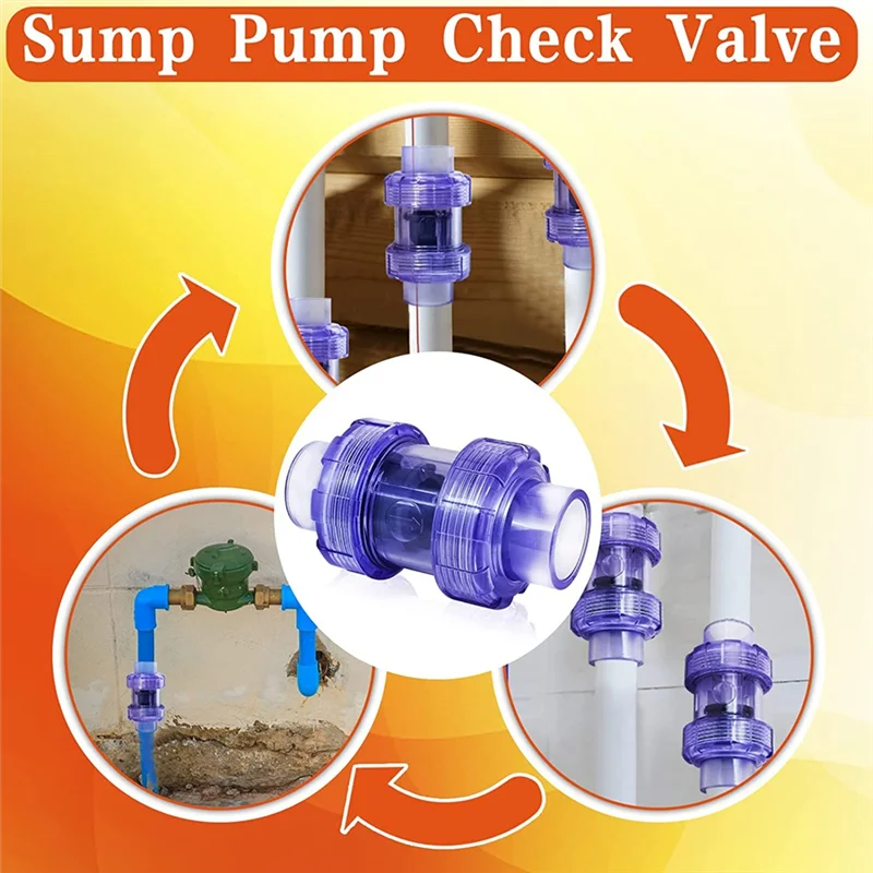Check Valve 3/4 Inch True Union Check Valve Transparent Blue UPVC Check Valve Pipeline Check Valve One-Way Valve