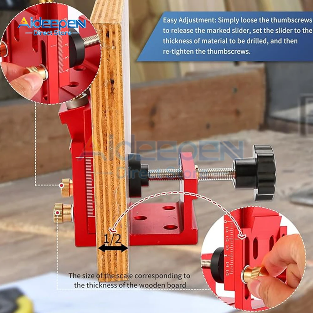 

Adjustable Pocket Hole Jig Kit 9.5mm Angle Drill Guide Woodworking Tool Hole Puncher Locator Jig Drill Bit Carpentry Tools