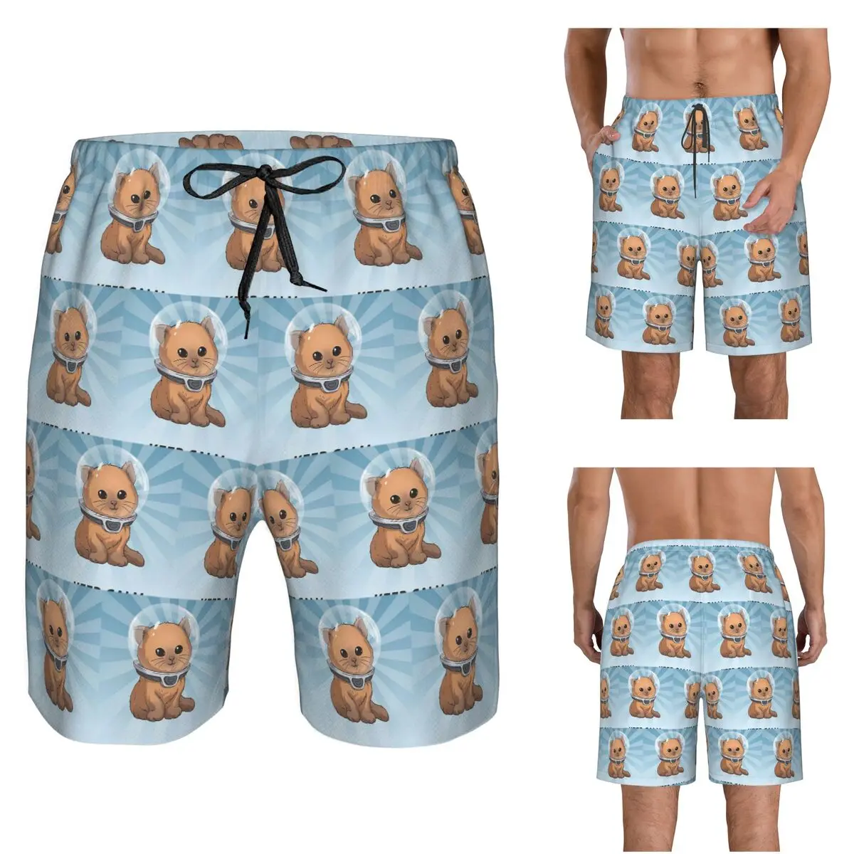 Keep Calm Kitty Trunks Beach Board Shorts Casual Quick Dry Swimming Summer Men Pants