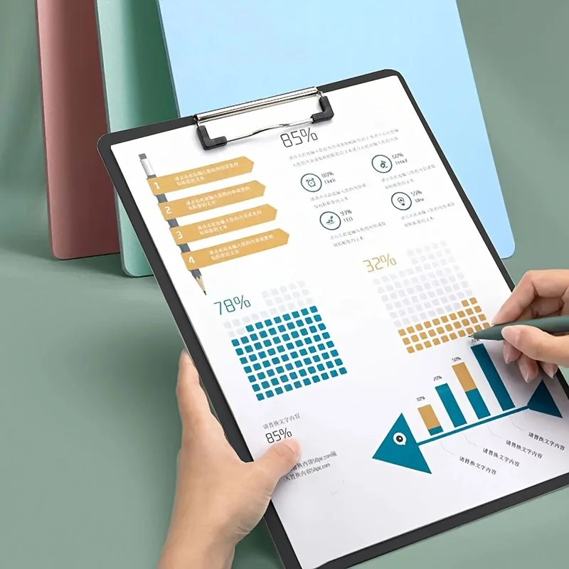 4pcs Multi-Functional A4 Writing Boards in 4 Colors - Durable Clipboard and Data Folder Set for Office, Home, and School Use