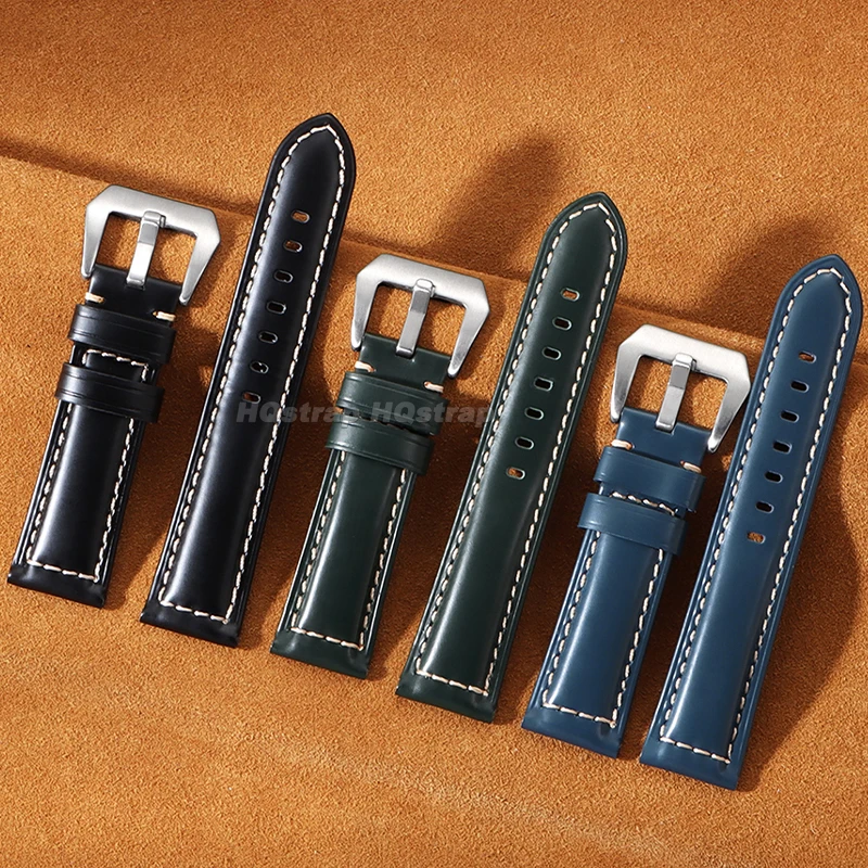 22mm 24mm High Quality Oil Wax Leather Watch Band for Panerai for Omega for Rolex Strap Sport Comfortable Universal Bracelet