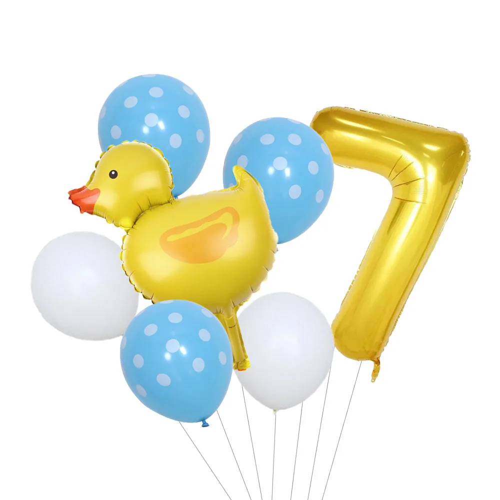 Mini Duck Foil Balloons Set, Balão Número de Ouro para Crianças, Festa de Aniversário, Baby Shower Decoração Suprimentos, 32 \