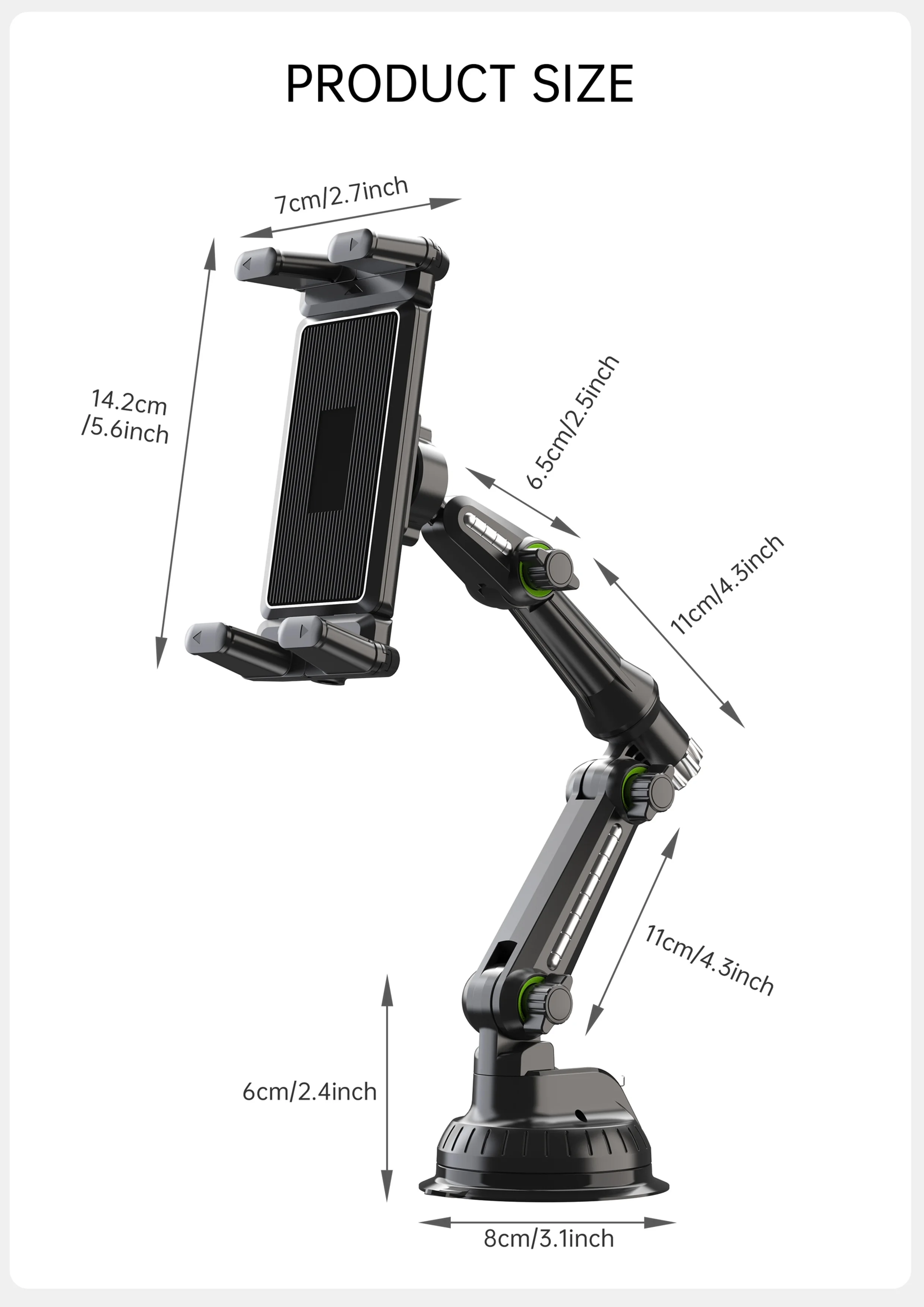 SMGXHE Armaturenbrett-Tablet-Halterung für Auto mit Saugnapfbefestigung, universell passend für 7"-15"-Tablets und 4"-7"-Handys – Detail 2